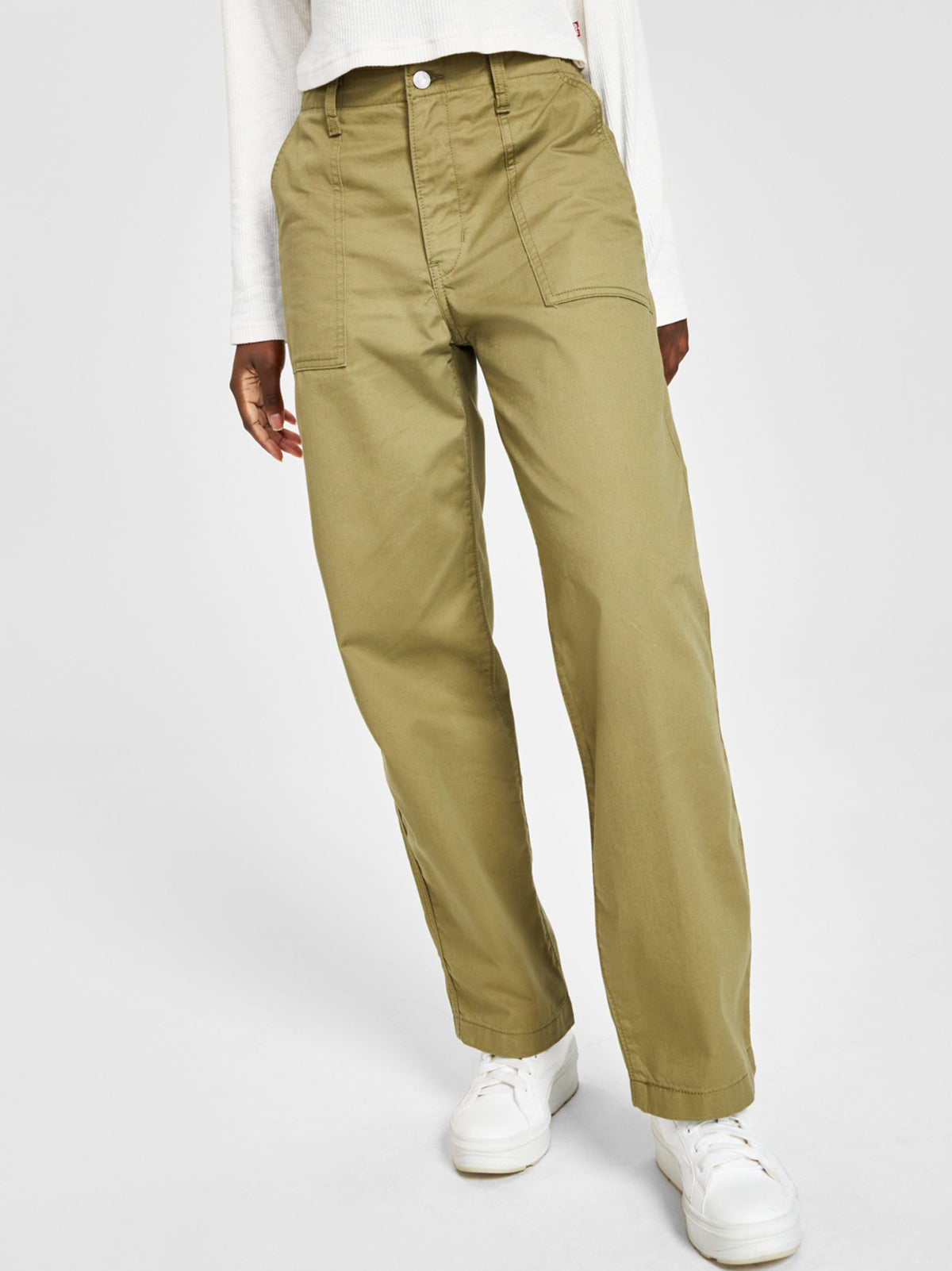 Image for Women's Plain Baggy Pants,Olive