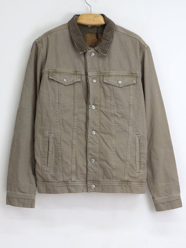 Image for Men's Plain Denim Jacket,Beige
