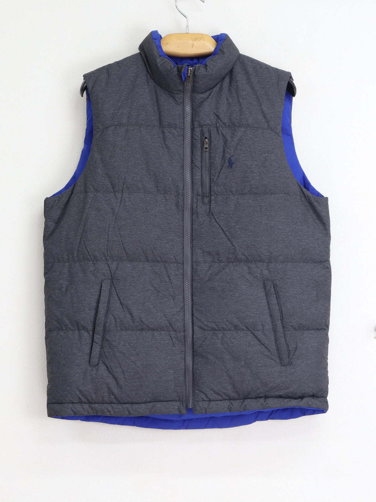 Image for Men's Brand Logo Embroidered Puffer Vest,Grey