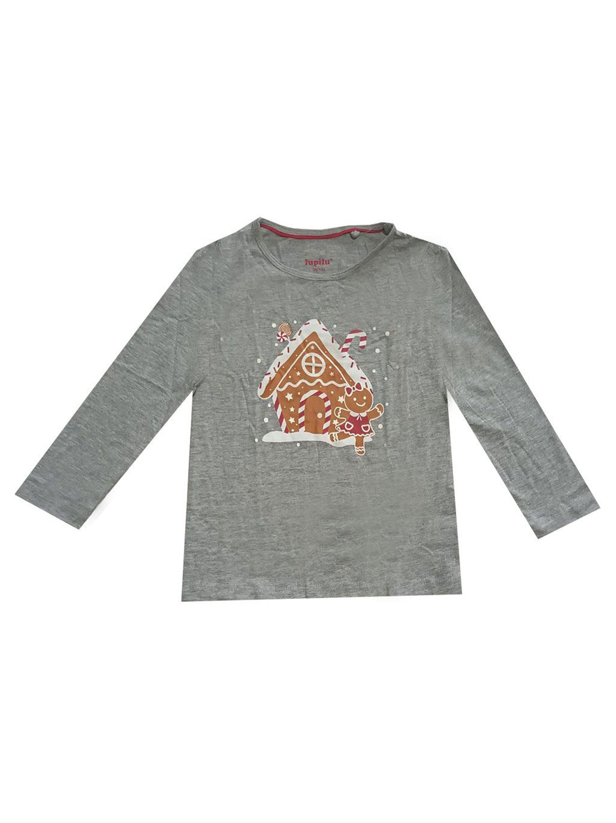 Image for Kids Girl's Graphic Printed Christmas Top,Grey