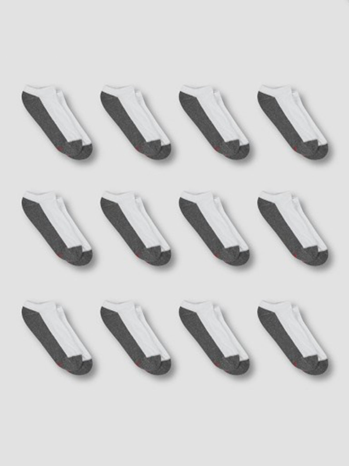 Image for Men's 12 Pairs Colorblocked Socks,Grey/White