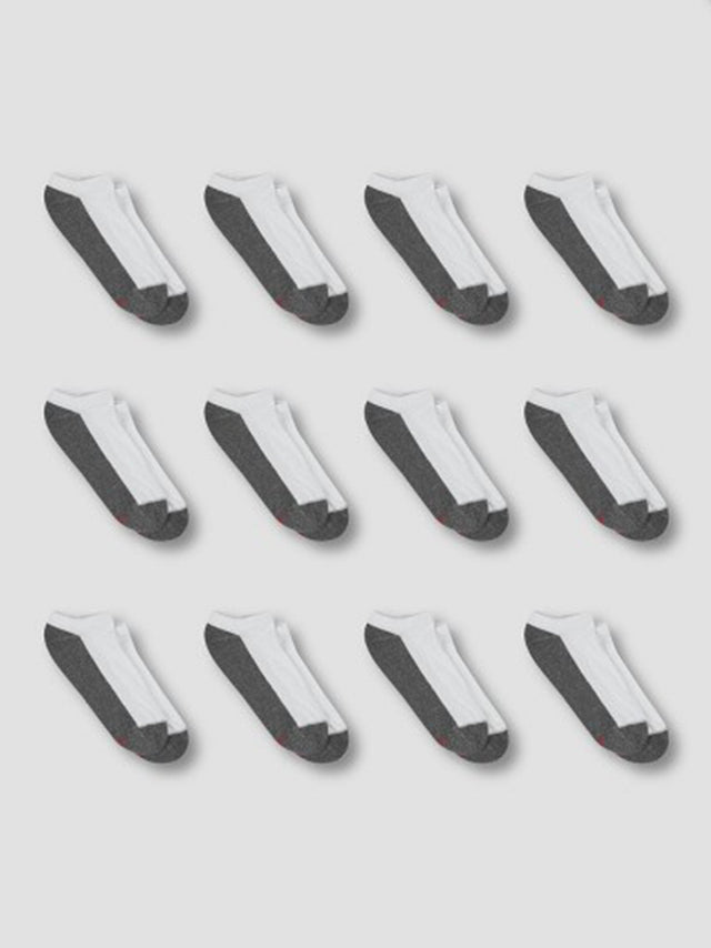 Image for Men's 12 Pairs Colorblocked Socks,Grey/White