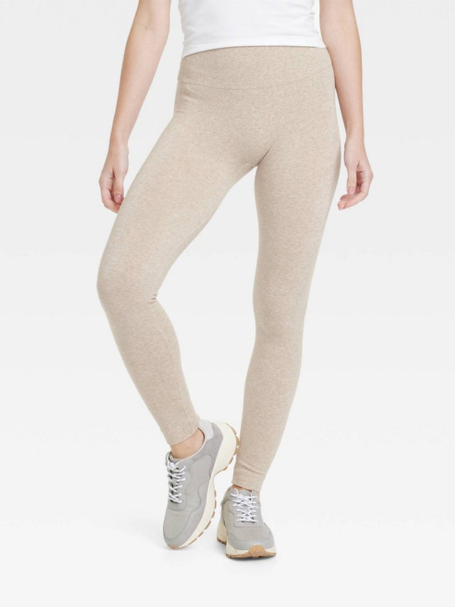 Image for Women's Plain Fleece Leggings,Light Beige