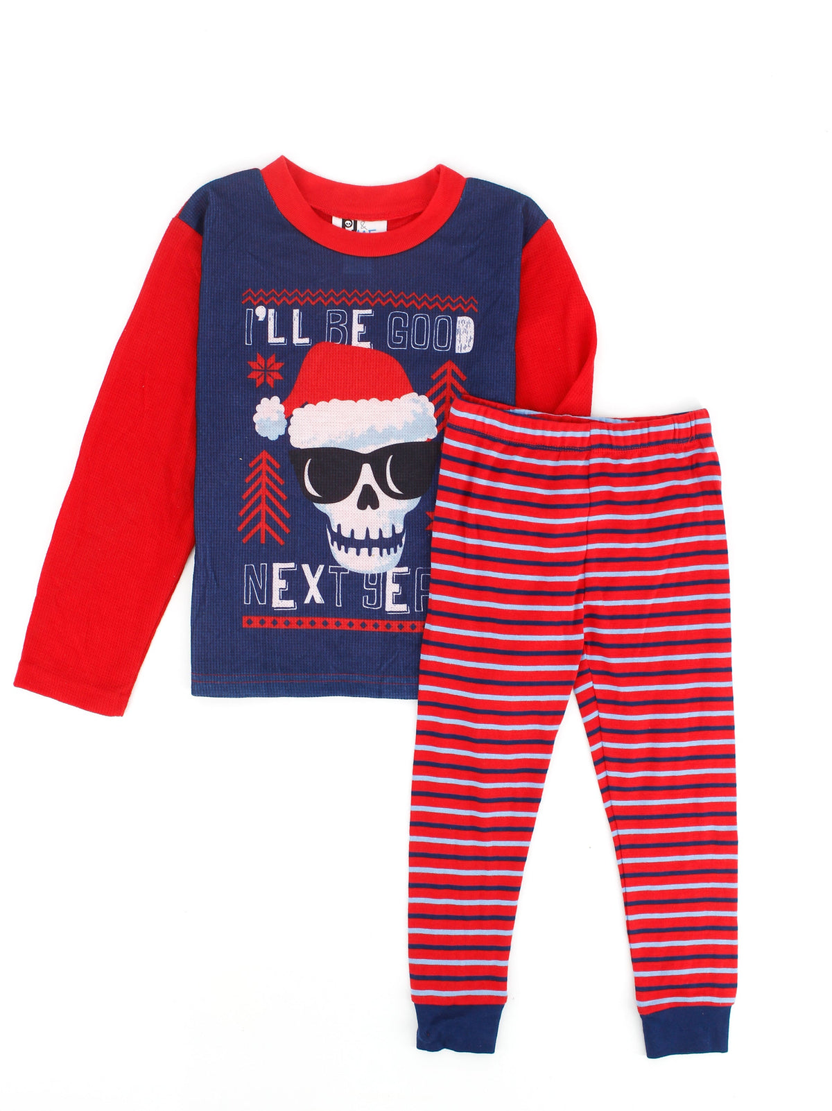 Image for Kids Boy's 2 Pcs Graphic Printed Christmas Top & Bottom Sleepwear Set,Navy/Red