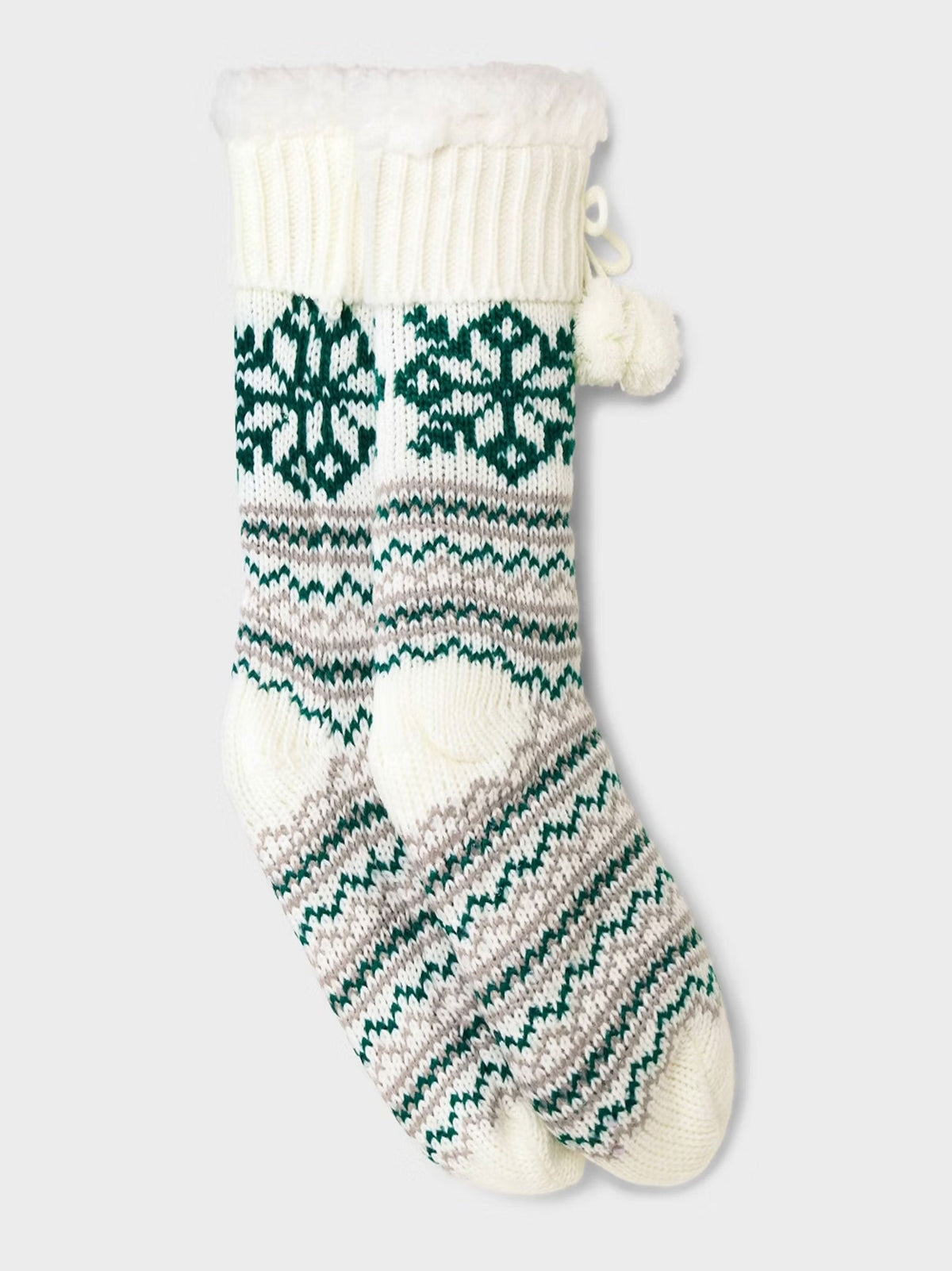 Image for Women's Printed Faux Shearling Slipper Socks,Off White