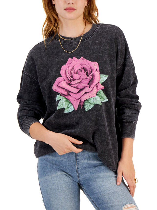 Image for Women's Graphic Printed Sweatshirt,Dark Grey