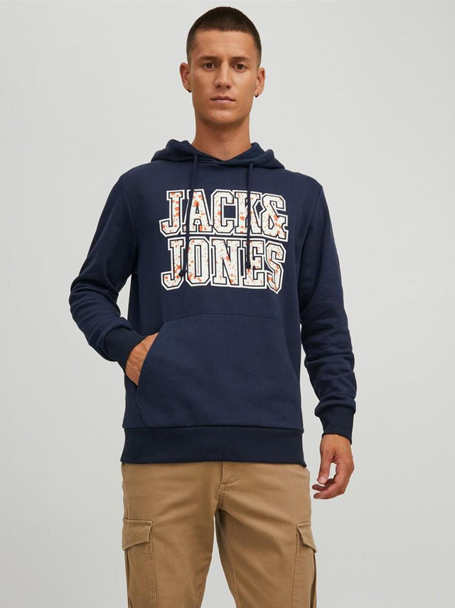 Image for Men's Brand Logo Printed Hoodie,Navy