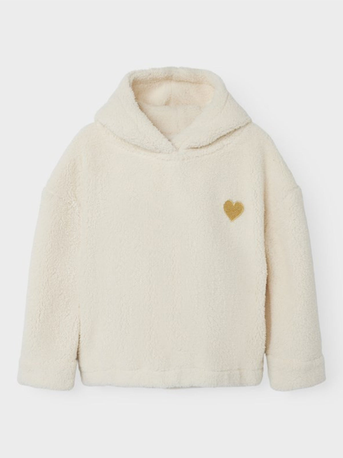 Image for Kids Girl's Heart Embroidered Sherpa Hoodie,Cream
