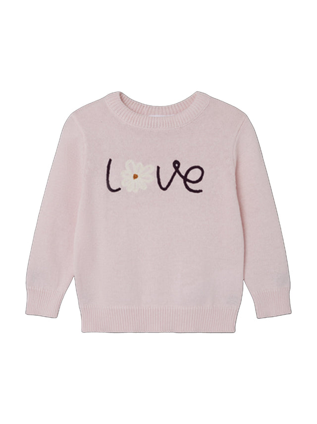 Image for Kids Girl's Embroidered Knit Sweater,Light Pink