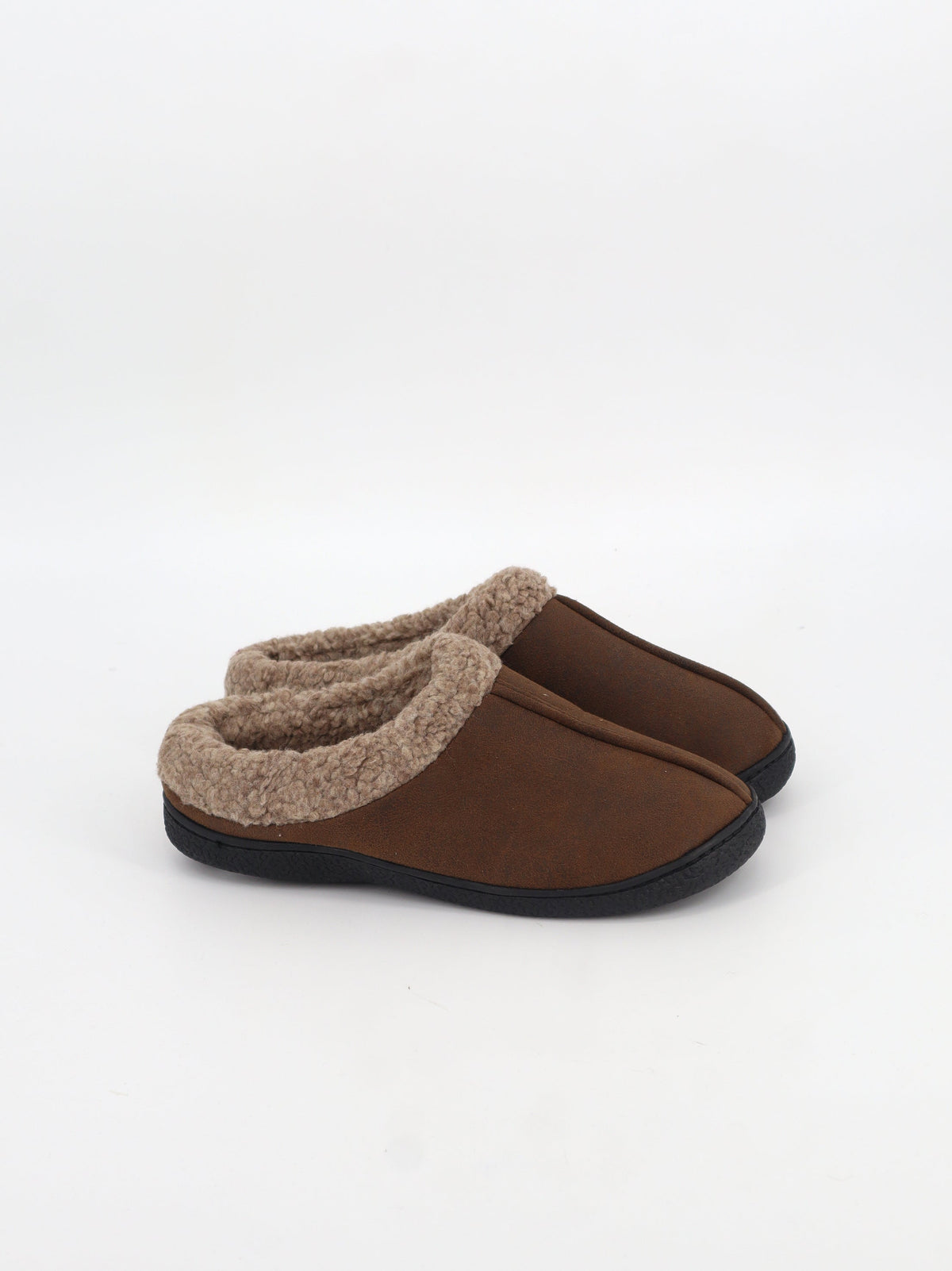 Image for Men's Plain Faux Fur Slippers,Brown
