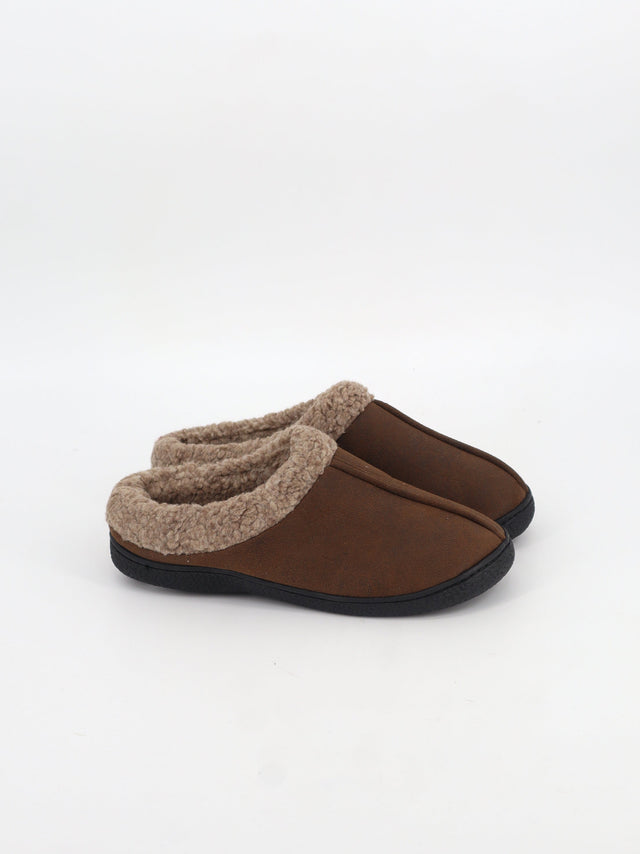 Image for Men's Plain Faux Fur Slippers,Brown