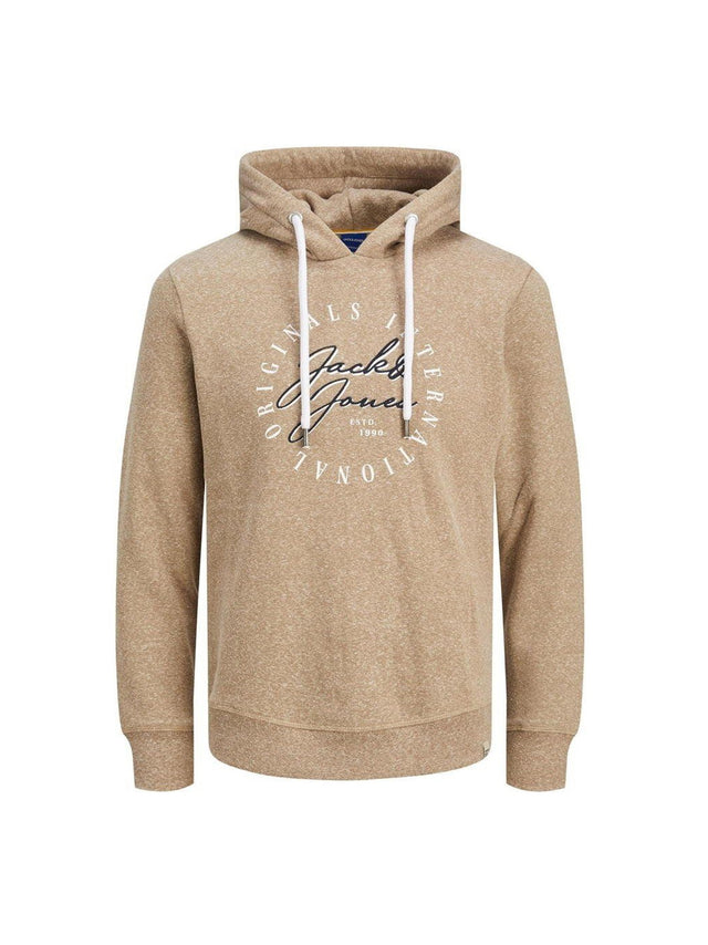 Image for Men's Brand Logo Embroidered Hoodie,Light Brown