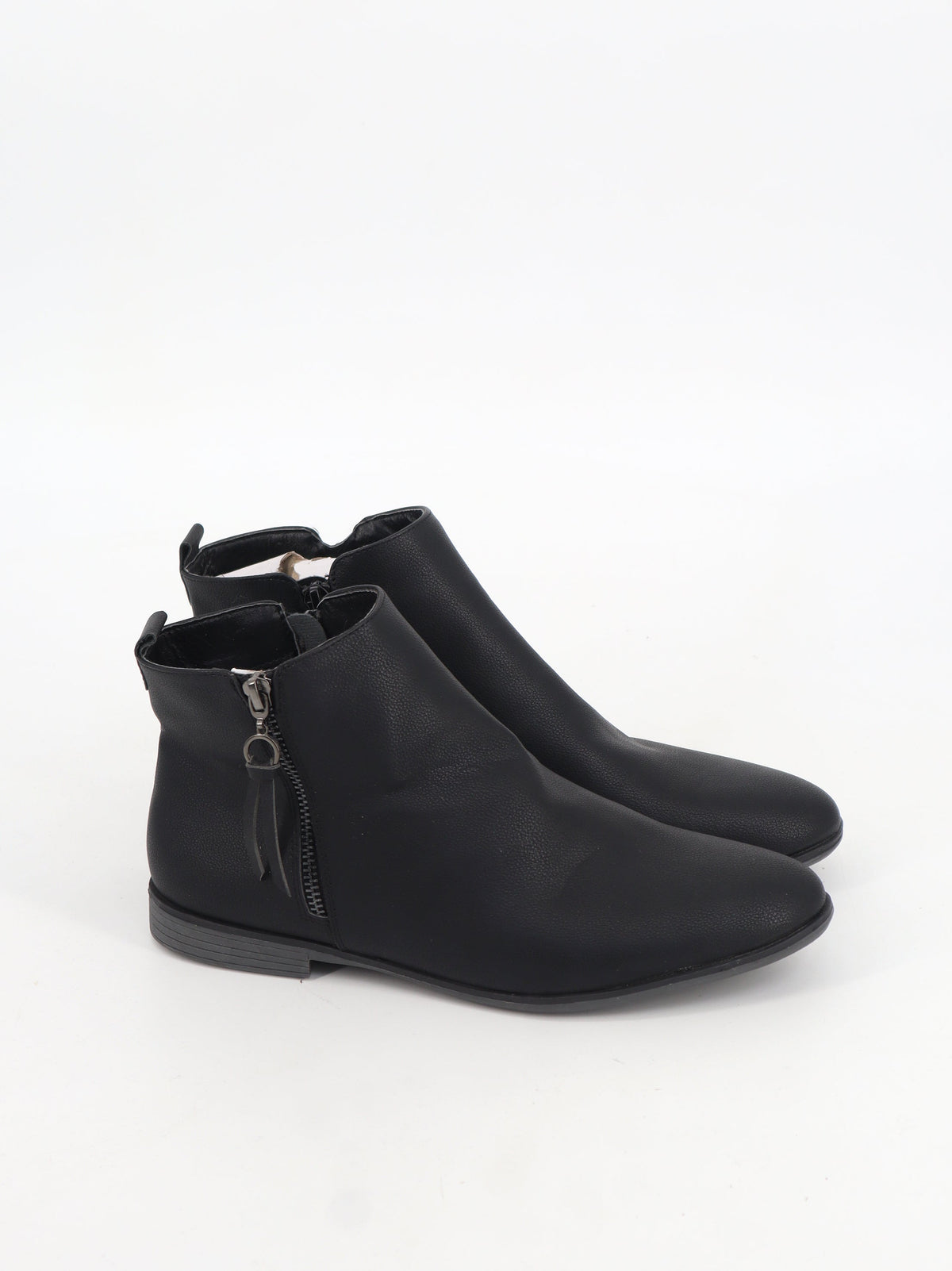 Image for Women's Plain Leather Ankle Boots,Black