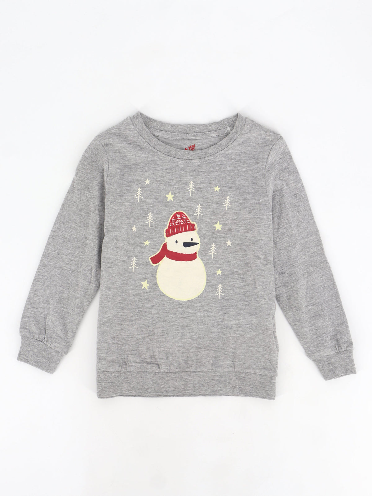 Image for Kids Girl's Graphic Printed Christmas Top,Grey