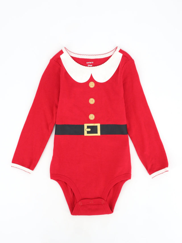 Image for Kids Girl Printed Christmas Bodysuit,Red