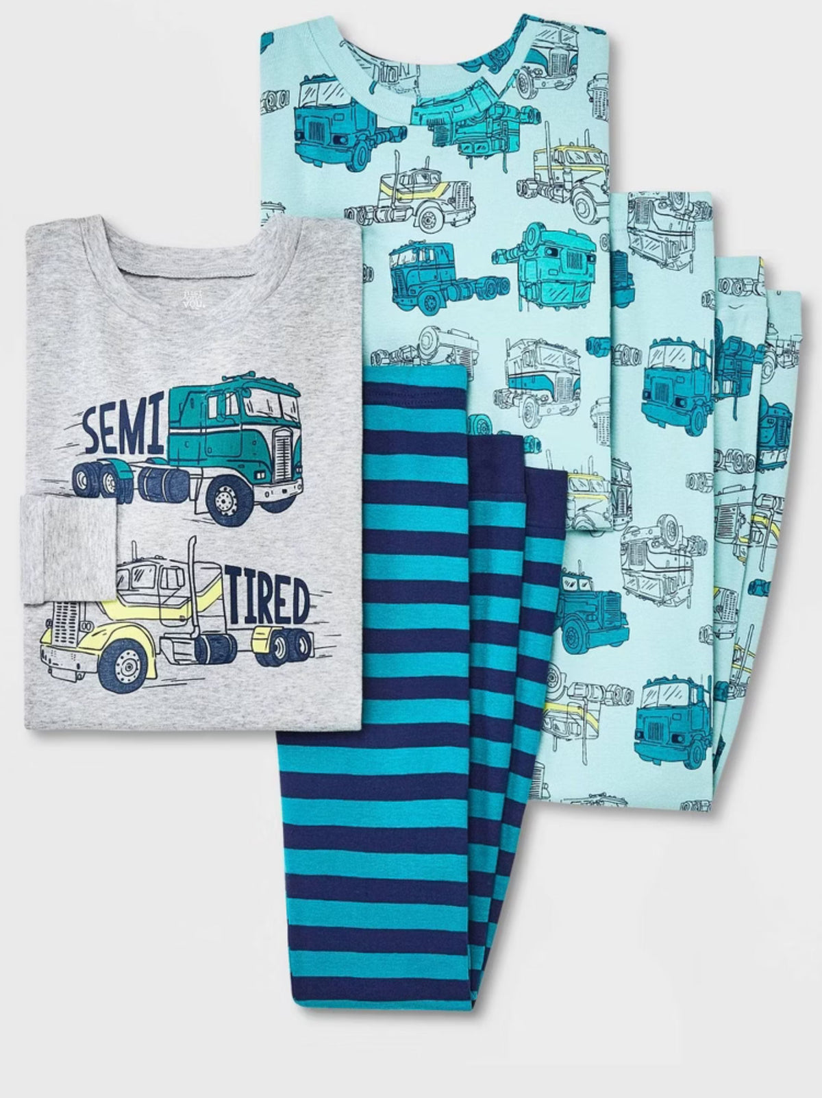 Image for Kids Boy's 2 Pcs Graphic Printed Sleepwear Top & Bottom,Grey/Blue