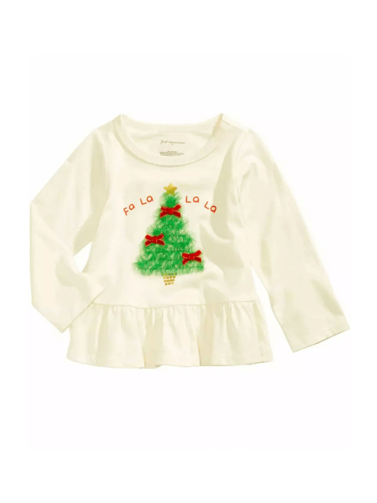 Image for Kids Girl's Printed Christmas Top,Light Beige
