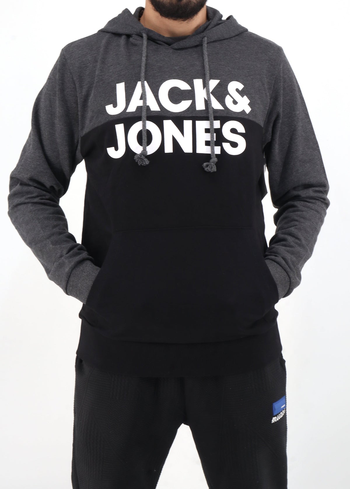 Image for Men's Colorblocked Hoodie,Dark Grey/Black