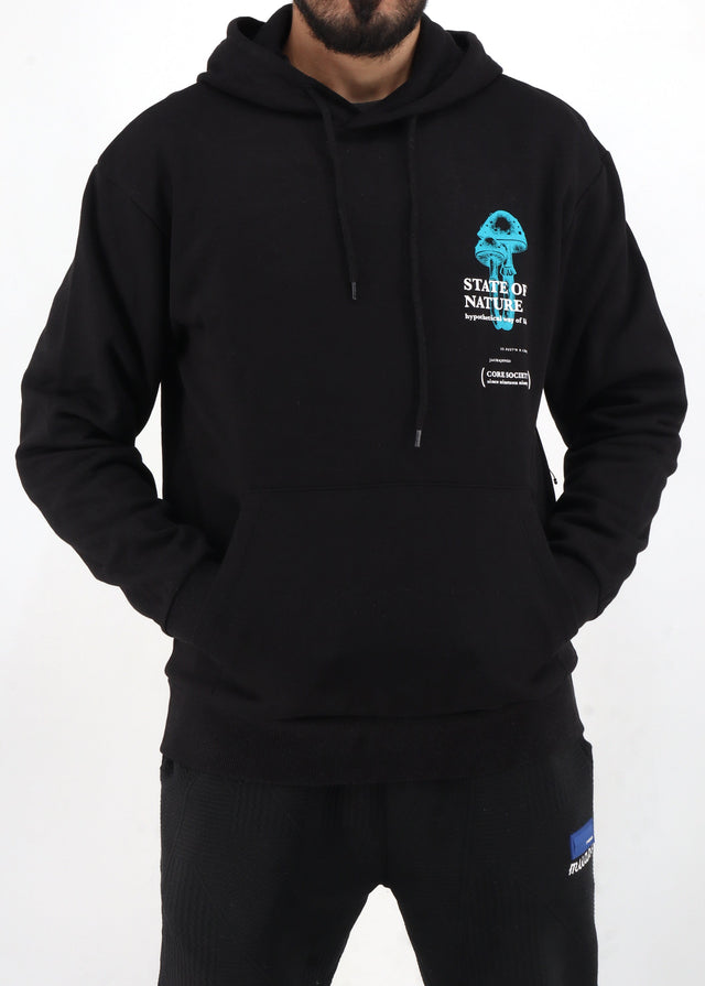Image for Men's Graphic Printed Hoodie,Black