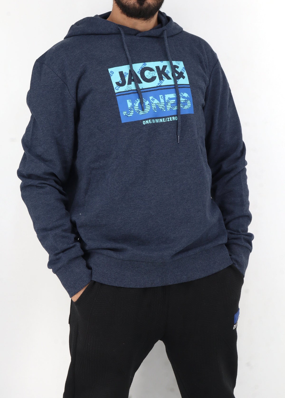 Image for Men's Printed Hoodie,Navy