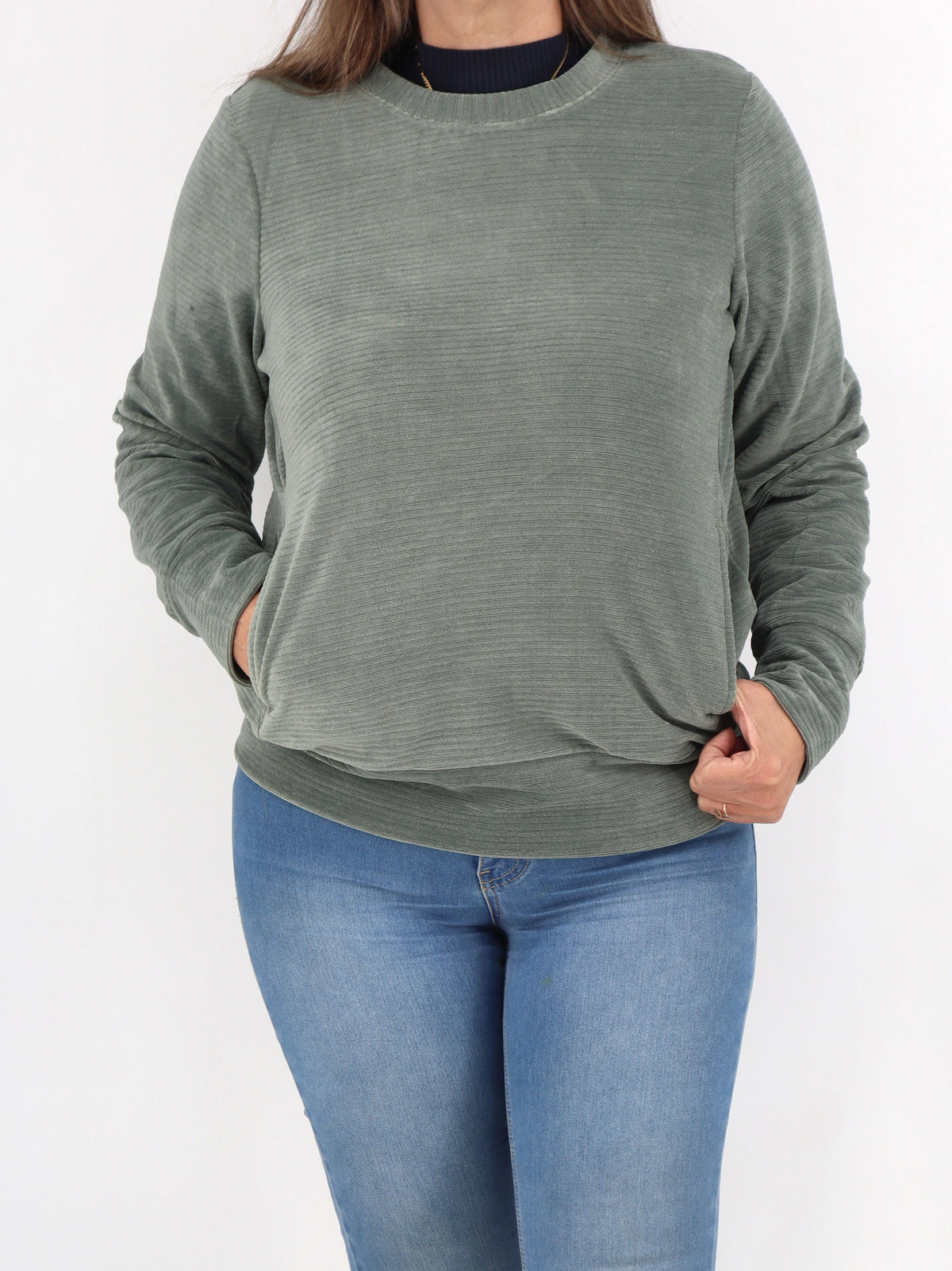 Image for Women's Ribbed Sweatshirt,Green