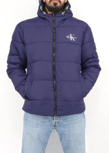 Image for Men's Brand Logo Printed Puffer Jacket,Navy