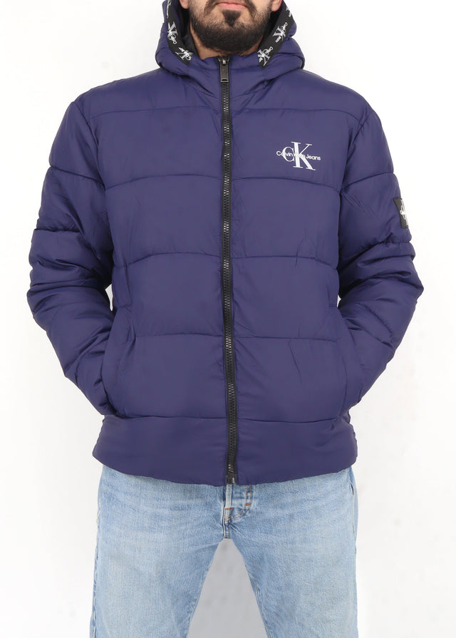 Image for Men's Brand Logo Printed Puffer Jacket,Navy