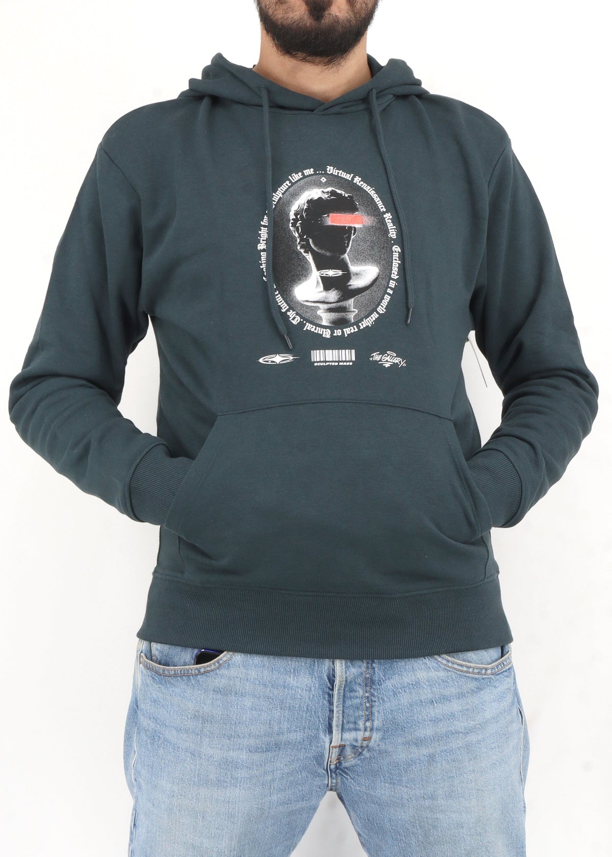 Image for Men's Graphic Printed Hoodie,Dark Green
