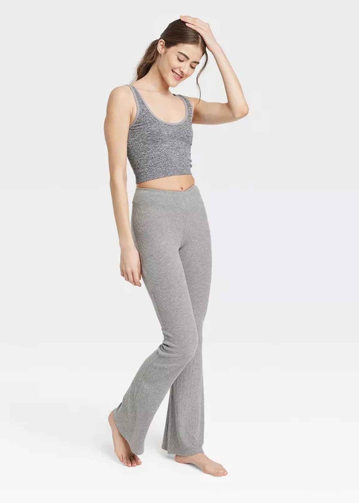 Image for Women's Ribbed Casual Pants,Grey
