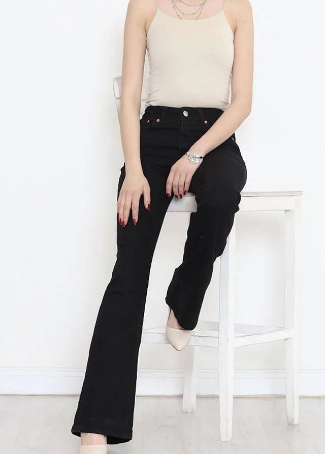 Image for Women's Plain Flare Jeans,Black