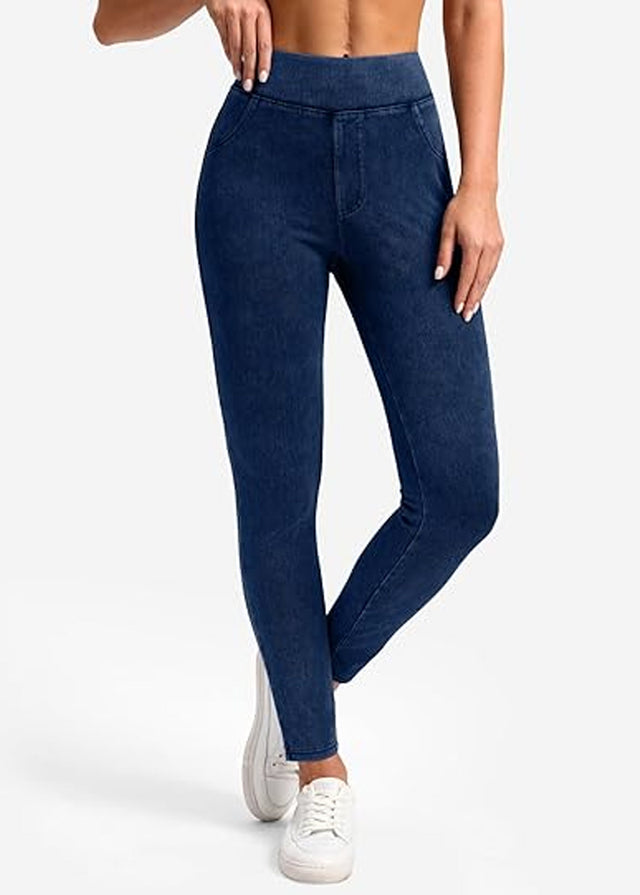 Image for Women's Plain Jeggings,Dark Blue