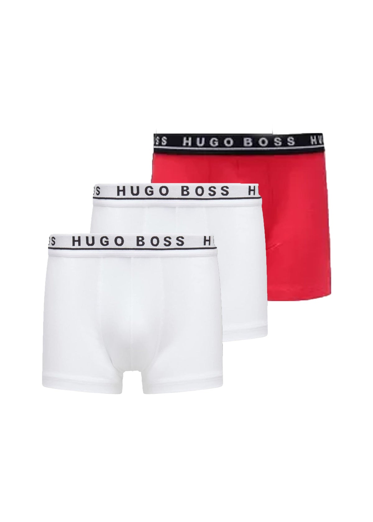 Image for Men's 3 Pack Plain Boxers Set,White/Burgundy