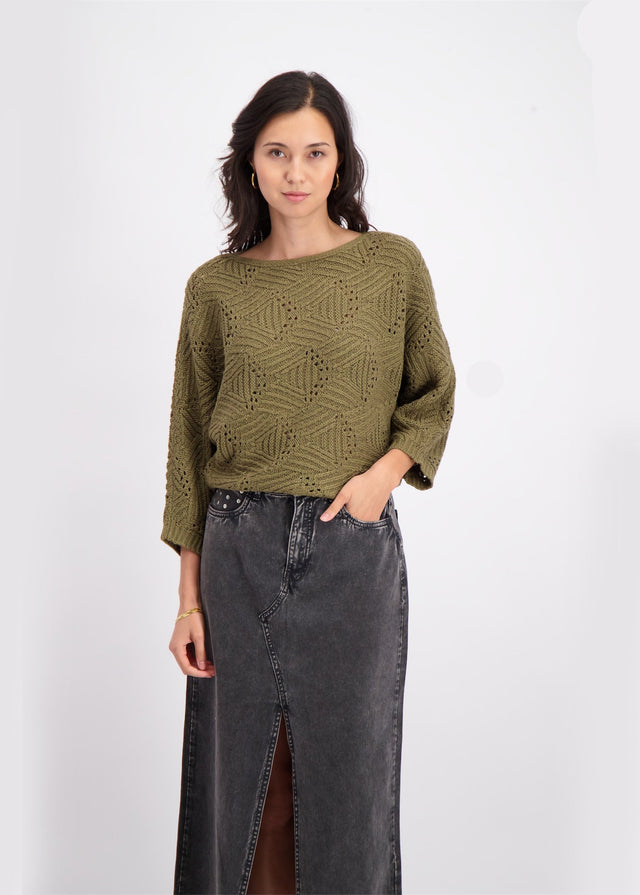 Image for Women's Open Knitted Sweater,Olive