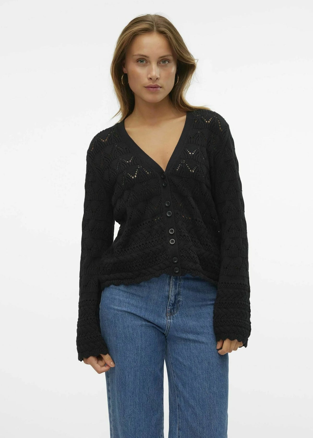 Image for Women's Textured Cardigan,Black