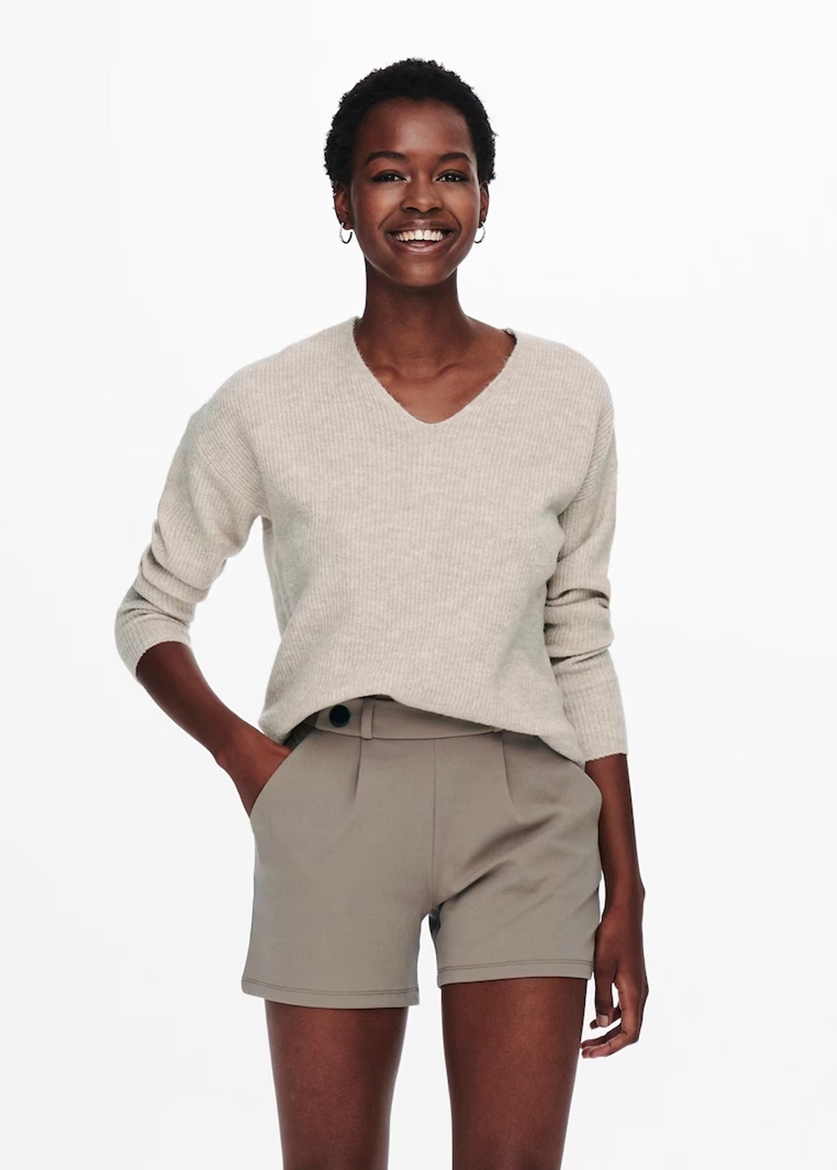 Image for Women's Plain Knitted Sweater,Light Beige