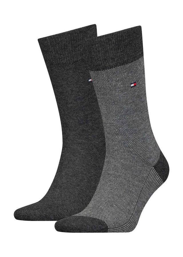 Image for Men's 2 Pairs Brand Logo Embroidered Socks Set,Dark Grey
