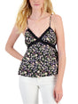 Image for Women's Floral Printed Lace Trim Camisole,Black