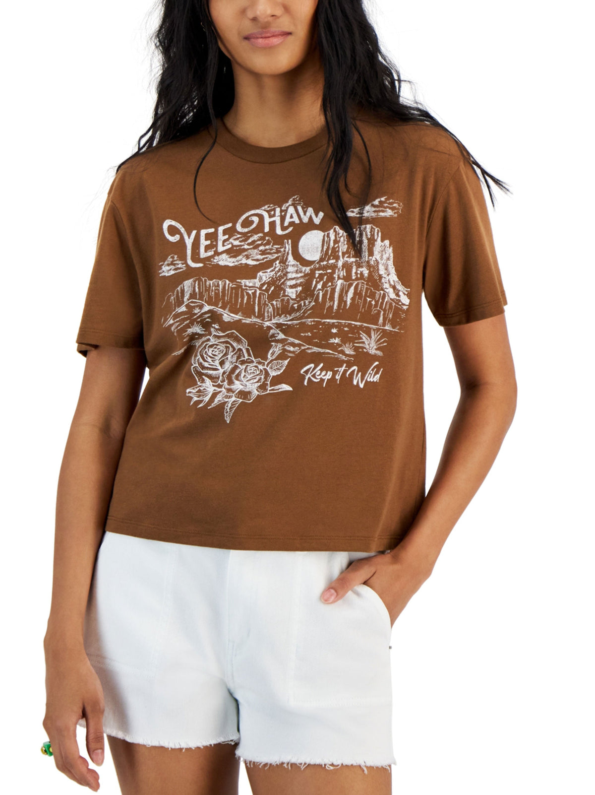 Image for Women's Graphic Printed T-Shirt,Brown