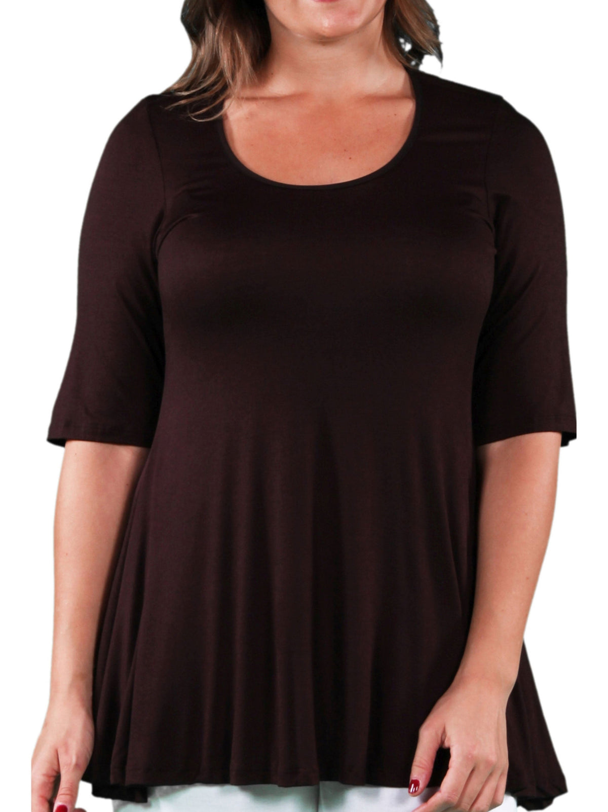 Image for Women's Plain Tunic,Dark Brown