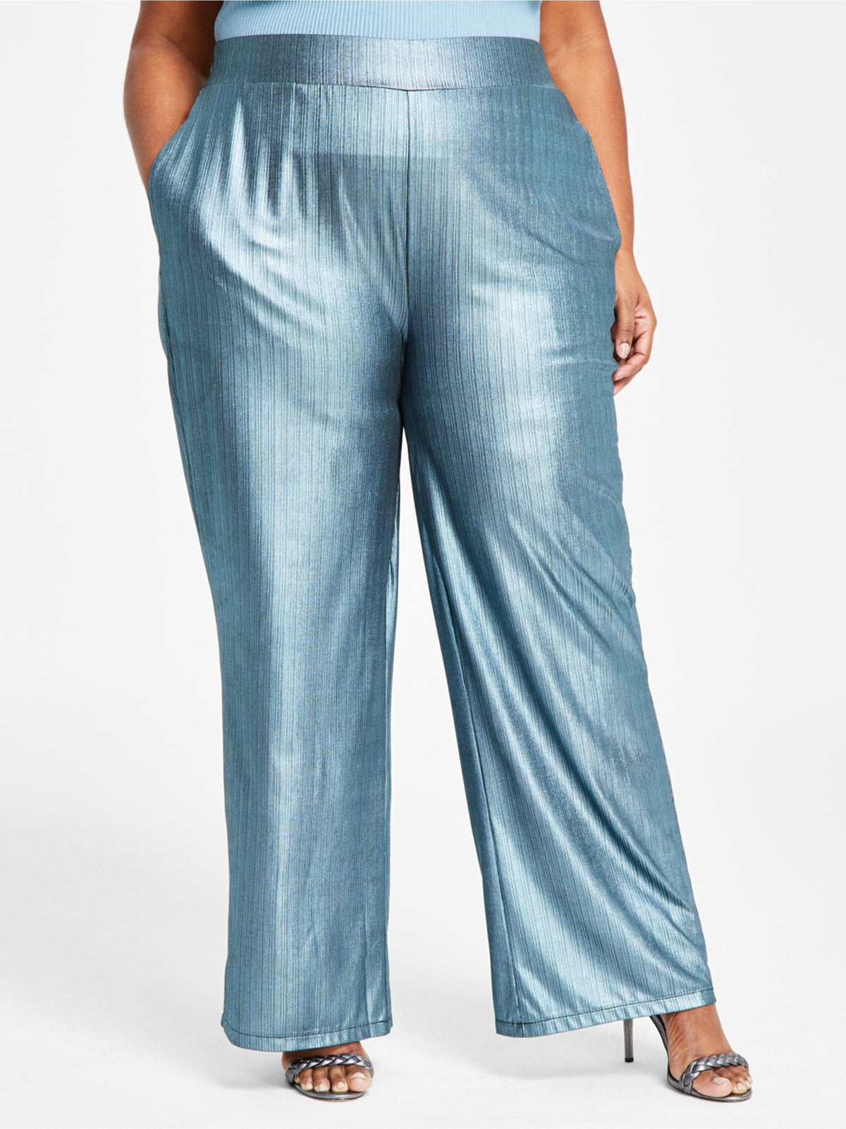 Image for Women's Metallic Disco Pants,Blue