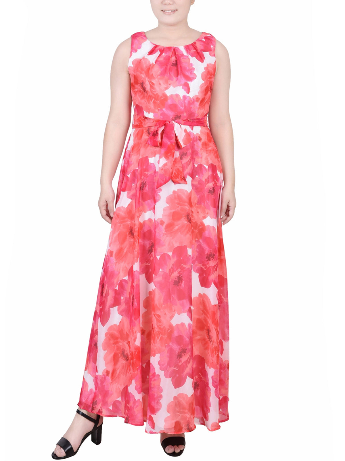 Image for Women's Floral Printed Chiffon Dress,Pink