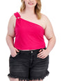 Image for Women's One Shoulder Ribbed Tank Top,Pink