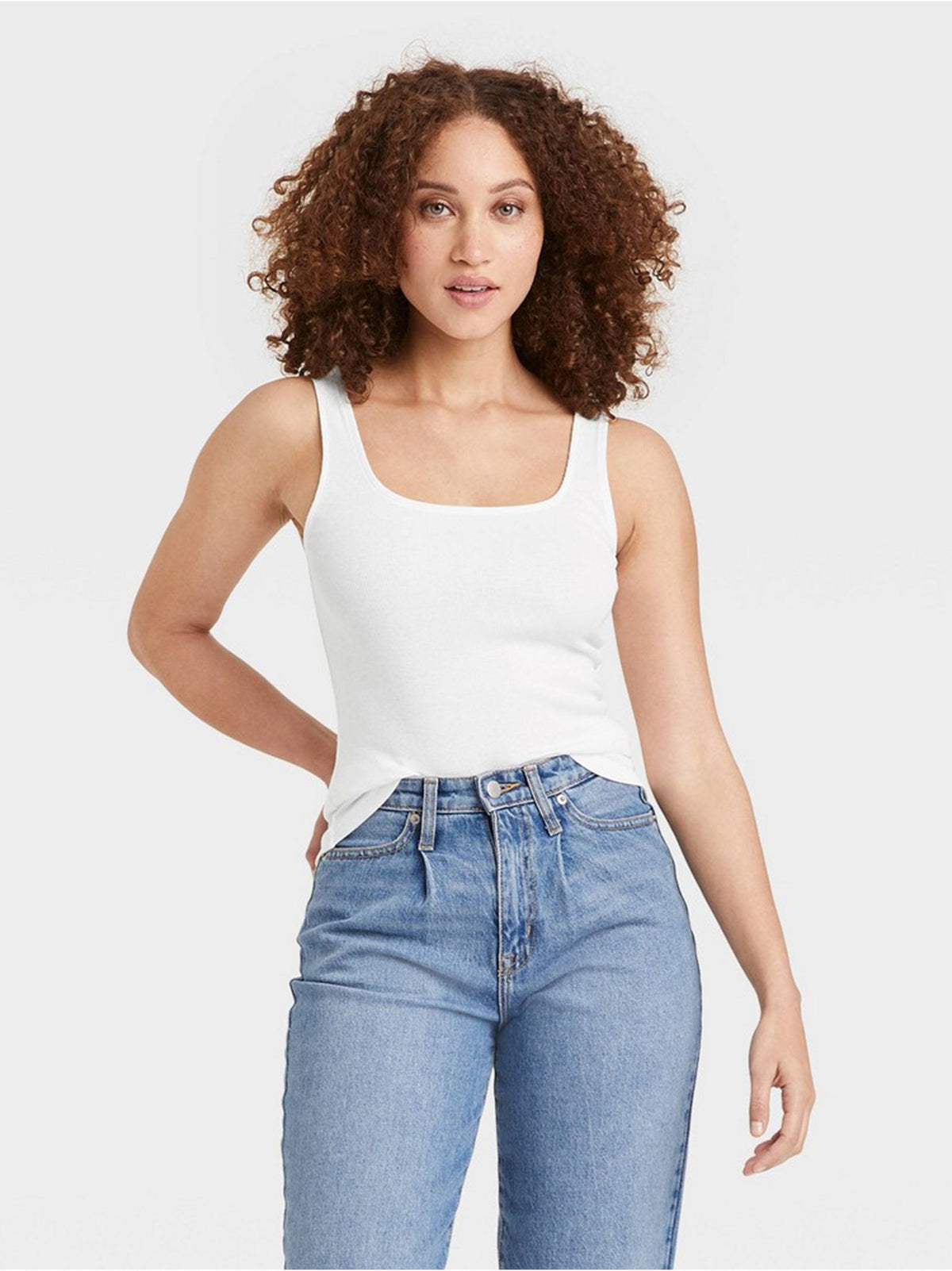 Image for Women's Ribbed Tank Top,White