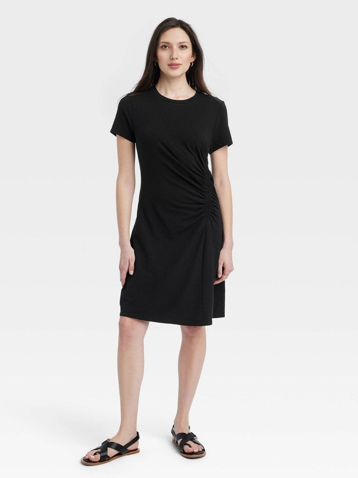 Image for Women's Ruched T-Shirt Dress,Black