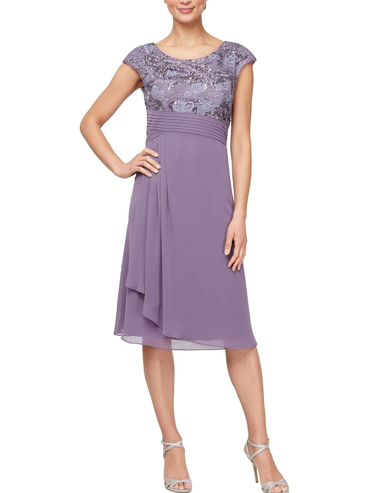 Image for Women's Embroidered Sequined Dress,Purple