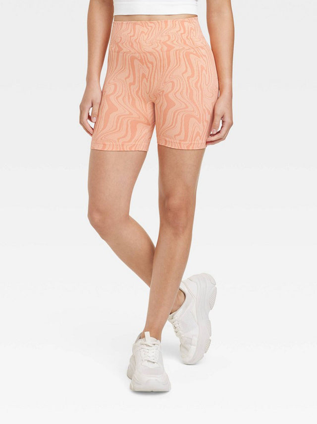 Image for Women's Printed Bike Shorts,Orange