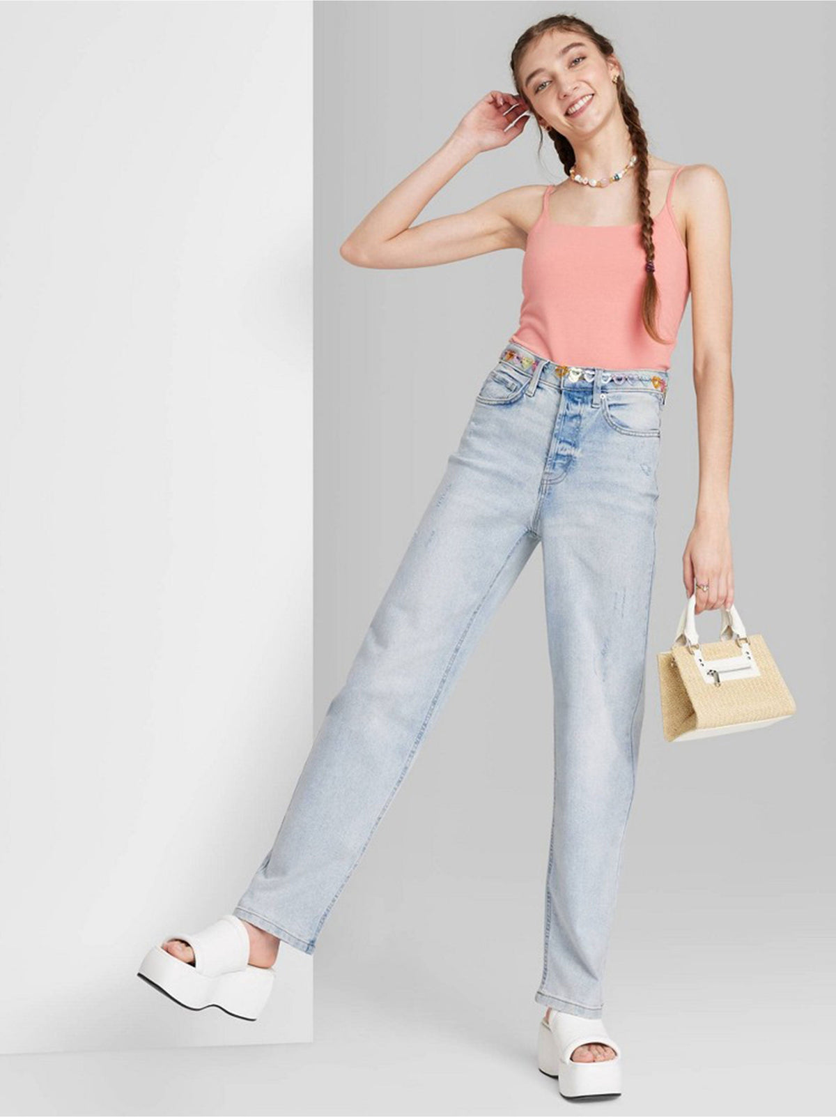 Image for Women's Ripped Washed Jeans,Light Blue