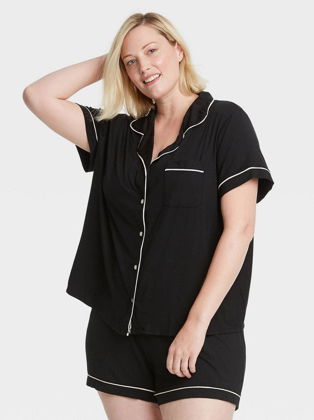 Image for Women's Buttons Down Sleepwear Top,Black