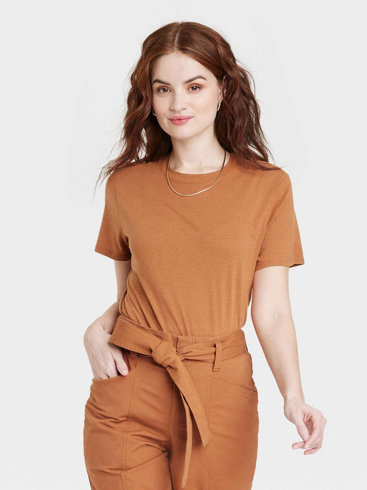 Image for Women's Plain T-Shirt,Light Brown