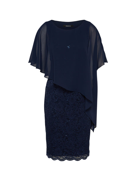 Image for Women's Sequined Lace Dress,Navy